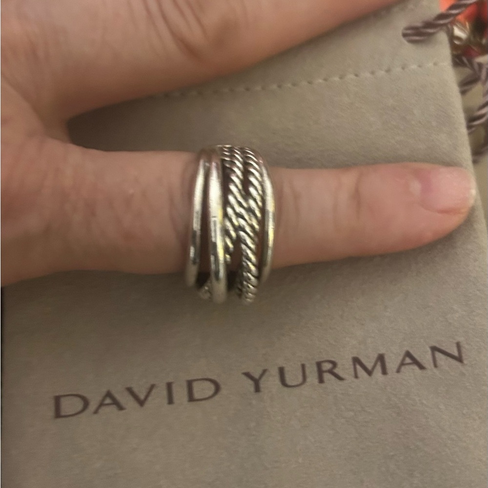David Yurman Silver Twisted Rope Ring - Picture 3 of 6